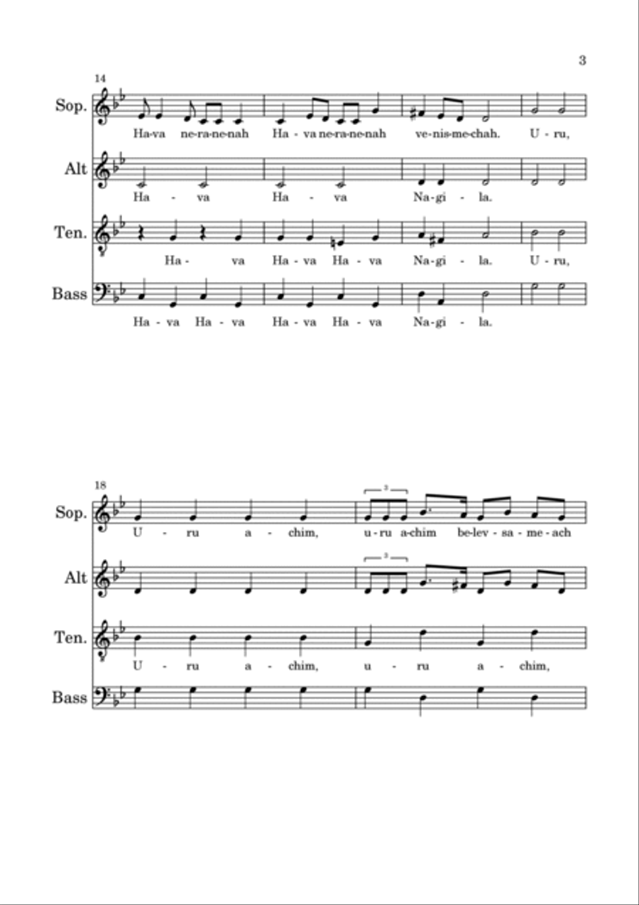 Hava Nagila A Cappella scores gallery preview page 3