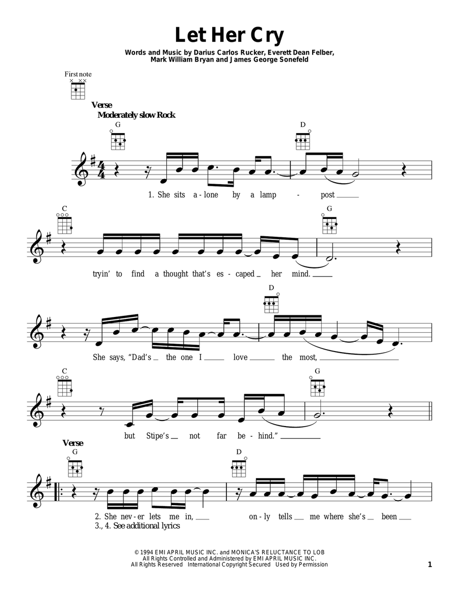 Let Her Cry Ukulele scores gallery preview page 1