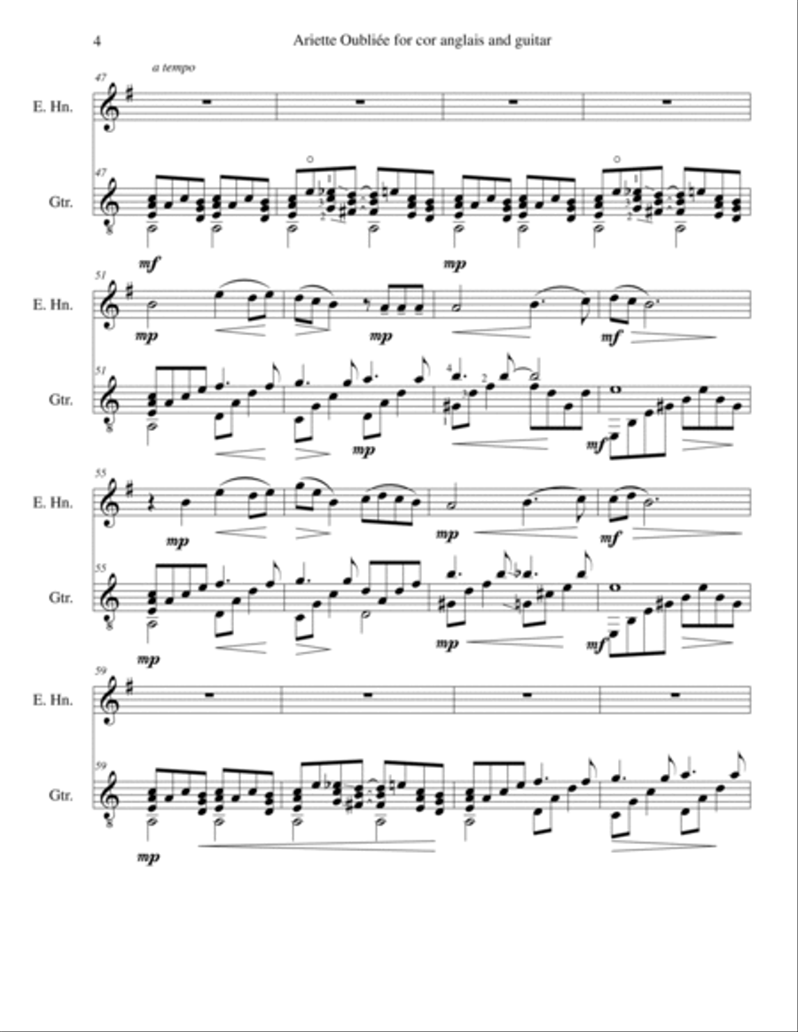 Ariette Oubliée for cor anglais and guitar English Horn scores gallery preview page 4