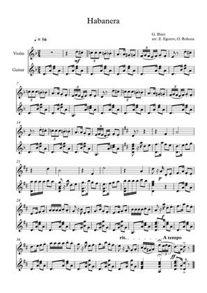 Habanera, Georges Bizet, For Violin & Guitar