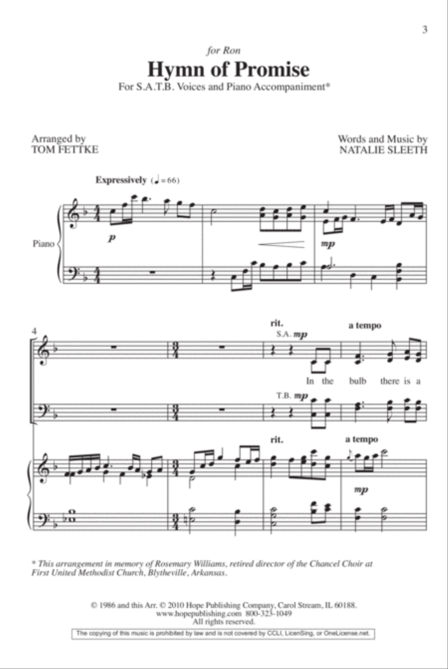 Hymn of Promise 4-Part scores gallery preview page 2