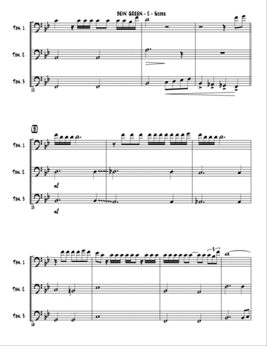 Bein' Green Trombone Trio scores gallery preview page 3
