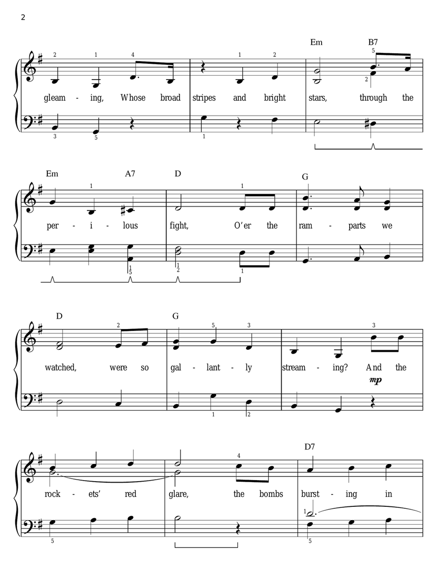 The Star Spangled Banner The Star Spangled Banner Easy Piano scores gallery preview page 2