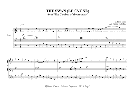 THE SWAN (LE CYGNE) - C. Saint Saens - Arr. for Organ 3 staff image number null