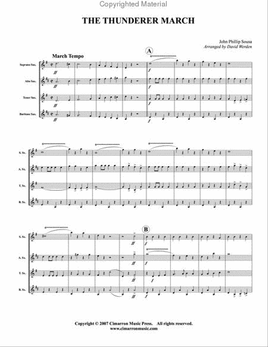 Thunderer March Saxophone Quartet scores gallery preview page 2