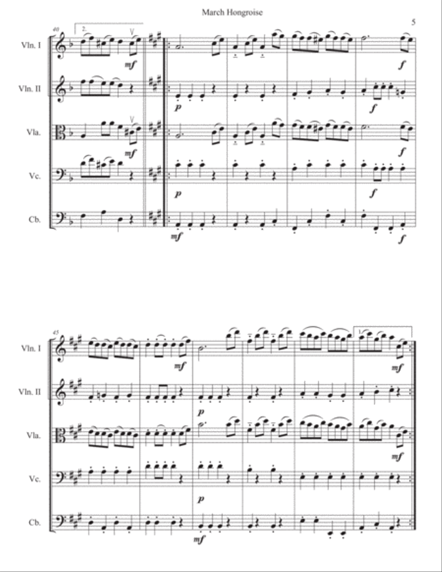 Hungarian (Rakoczi) March for String Orchestra String Quartet scores gallery preview page 5