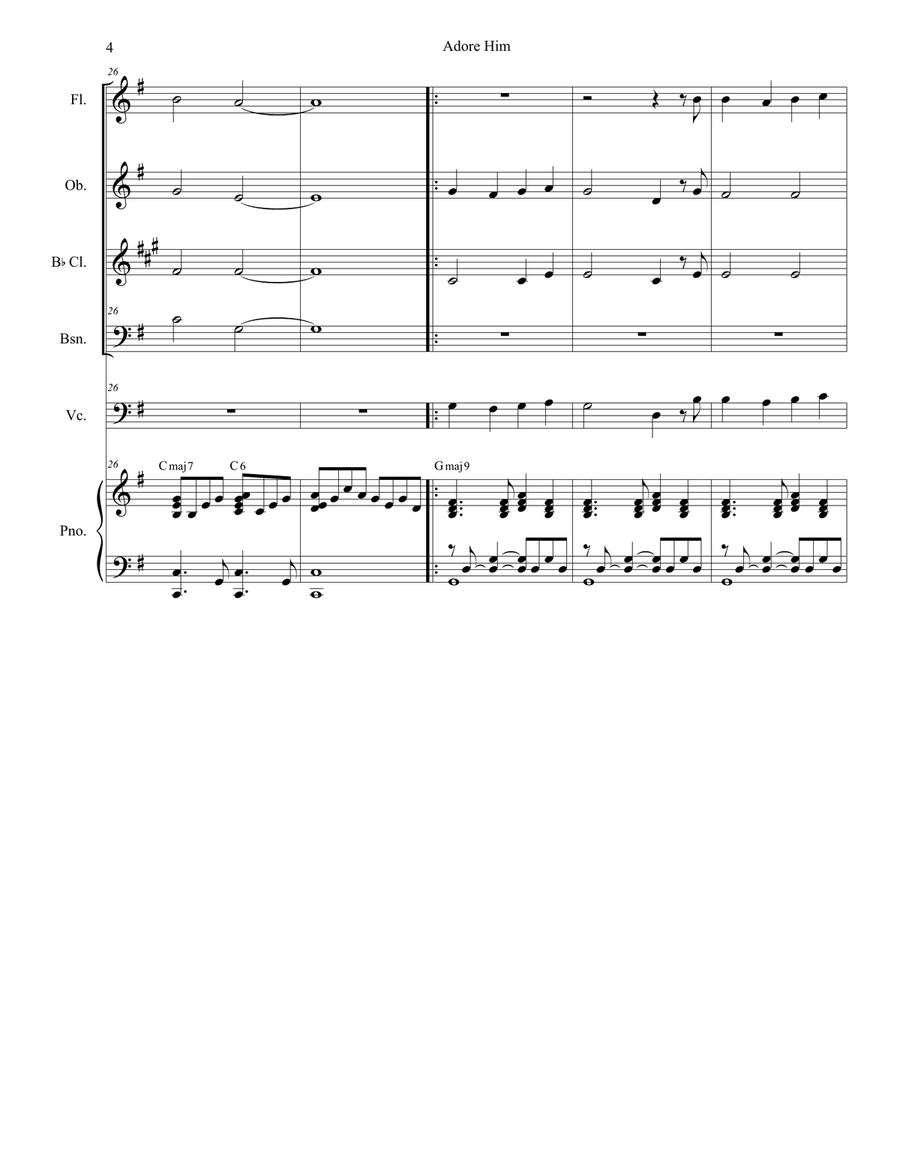 Adore Him Adore Him Woodwind Quartet scores gallery preview page 4