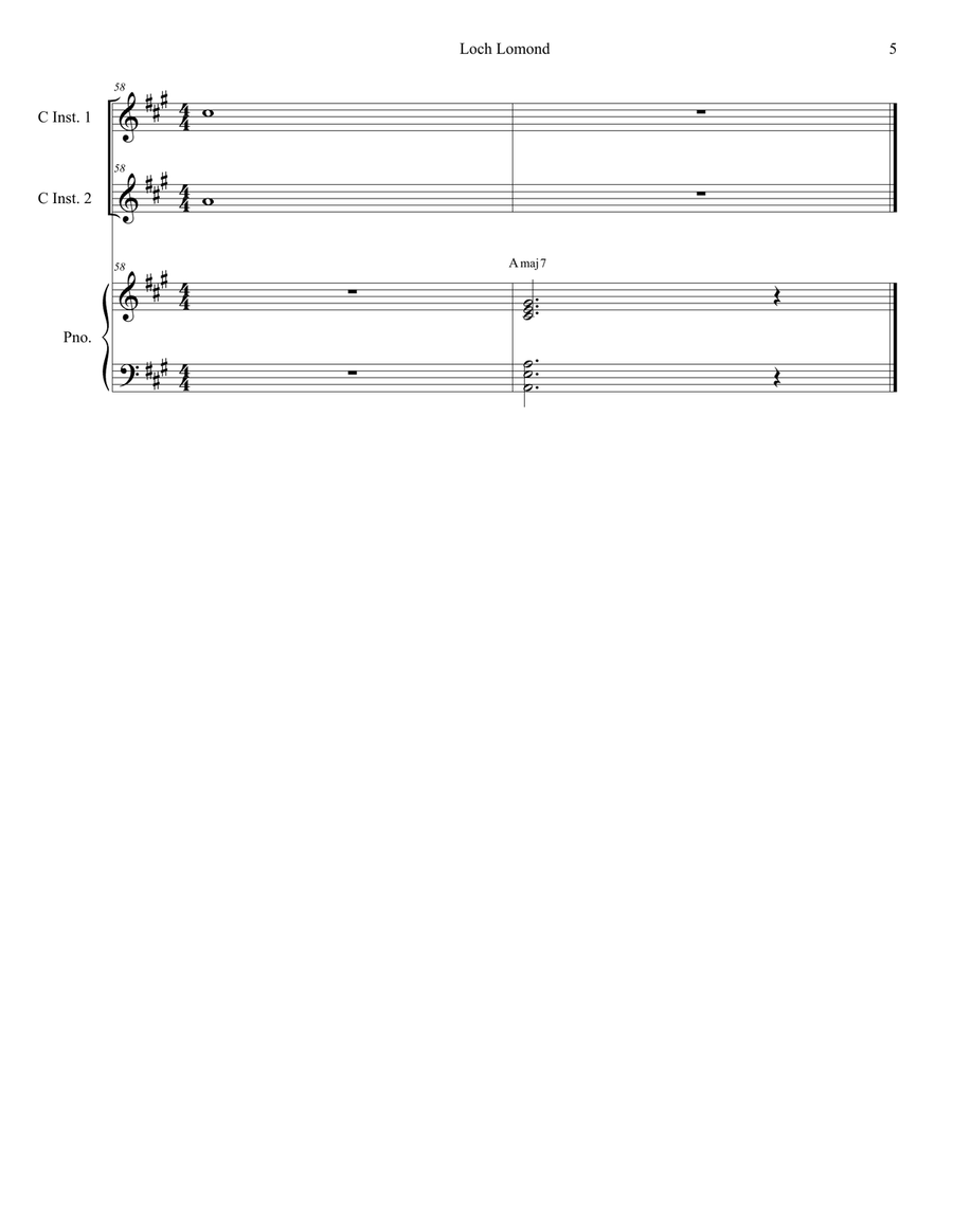 Loch Lomond (Duet for C-Instruments) Flute scores gallery preview page 5