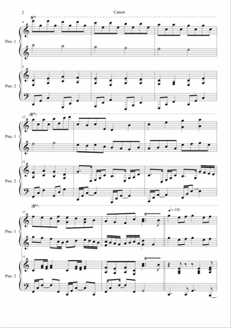 Canon Variation (Jazz Version) in D Easy Piano scores gallery preview page 2