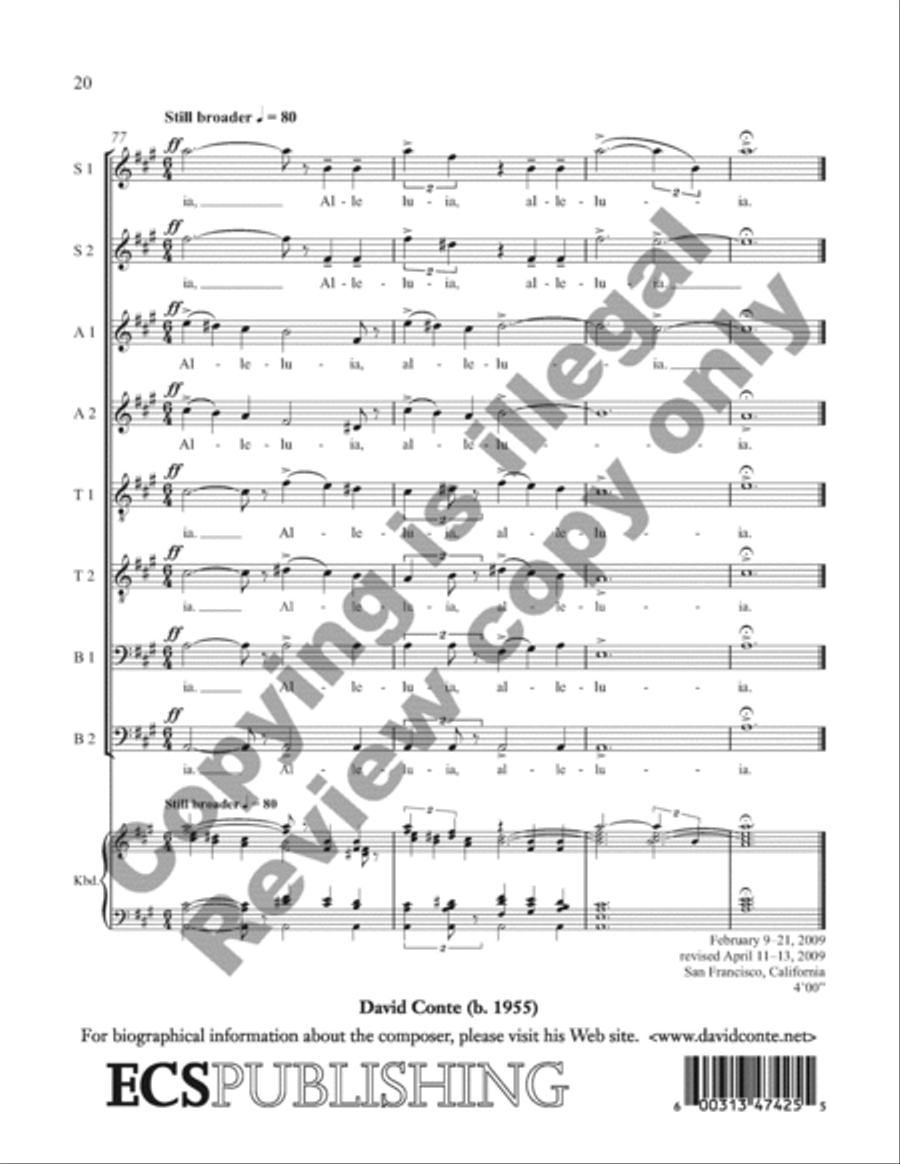 Alleluia for SSAATTBB Chorus Unaccompanied SSAATTBB scores gallery preview page 41