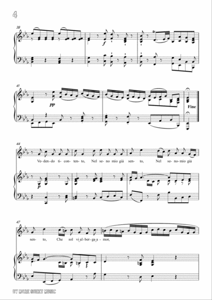 Handel-Mio caro bene! in E flat Major,for Voice and Piano Voice Solo scores gallery preview page 6