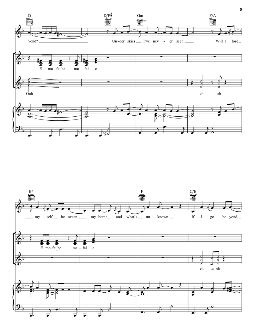 Beyond (End Credit Version) (from Moana 2) Piano, Vocal, Guitar scores gallery preview page 5