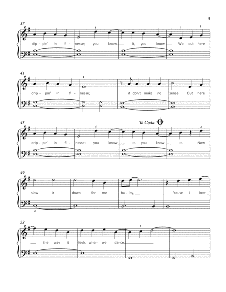 Finesse by Bruno Mars Easy Piano - Digital Sheet Music