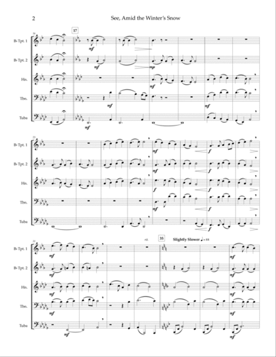See, Amid the Winter's Snow - brass quintet Brass Quintet scores gallery preview page 3