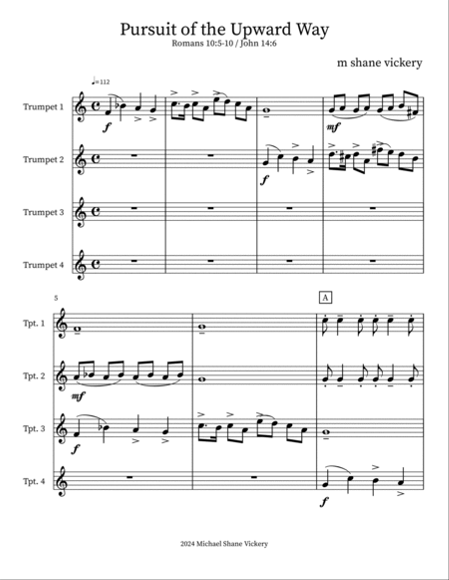 Pursuit of the Upward Way Brass Quartet scores gallery preview page 2