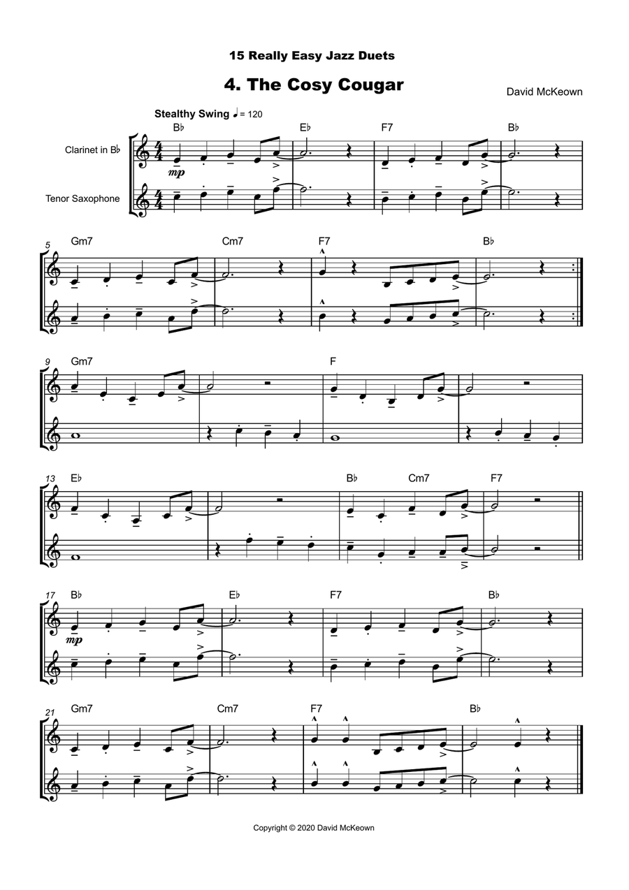 15 Really Easy Jazz Duets for Clarinet and Tenor Saxophone Duet Woodwind Duet scores gallery preview page 5