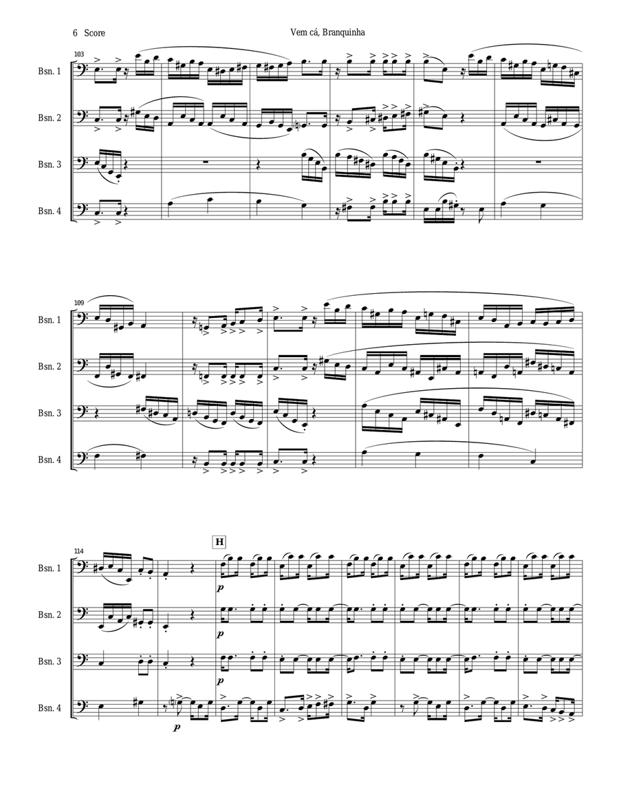 Bassoon quartet - Tango by Ernesto Nazareth Bassoon Quartet scores gallery preview page 6