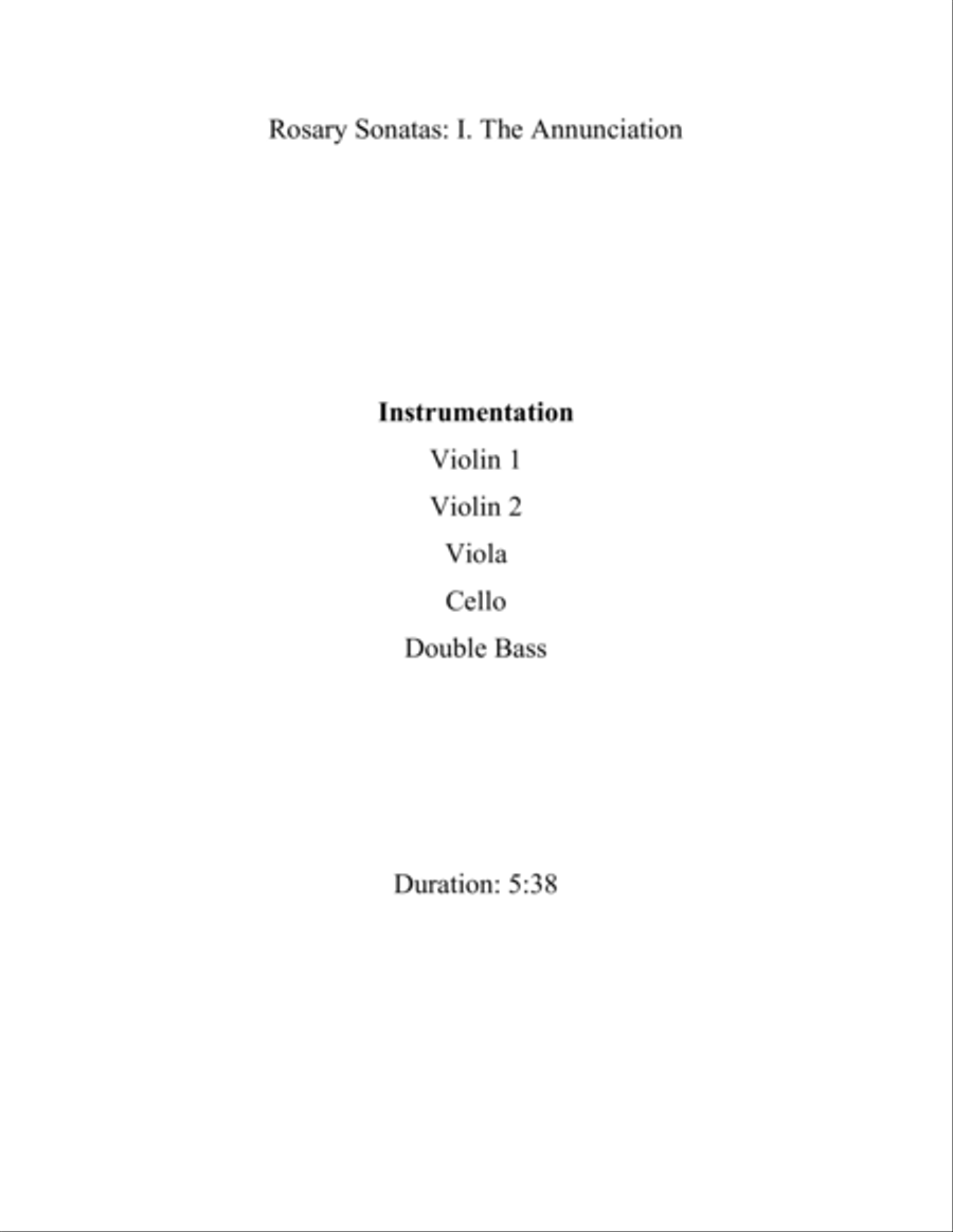 Rosary Sonatas, I. The Annunciation String Quintet scores gallery preview page 2