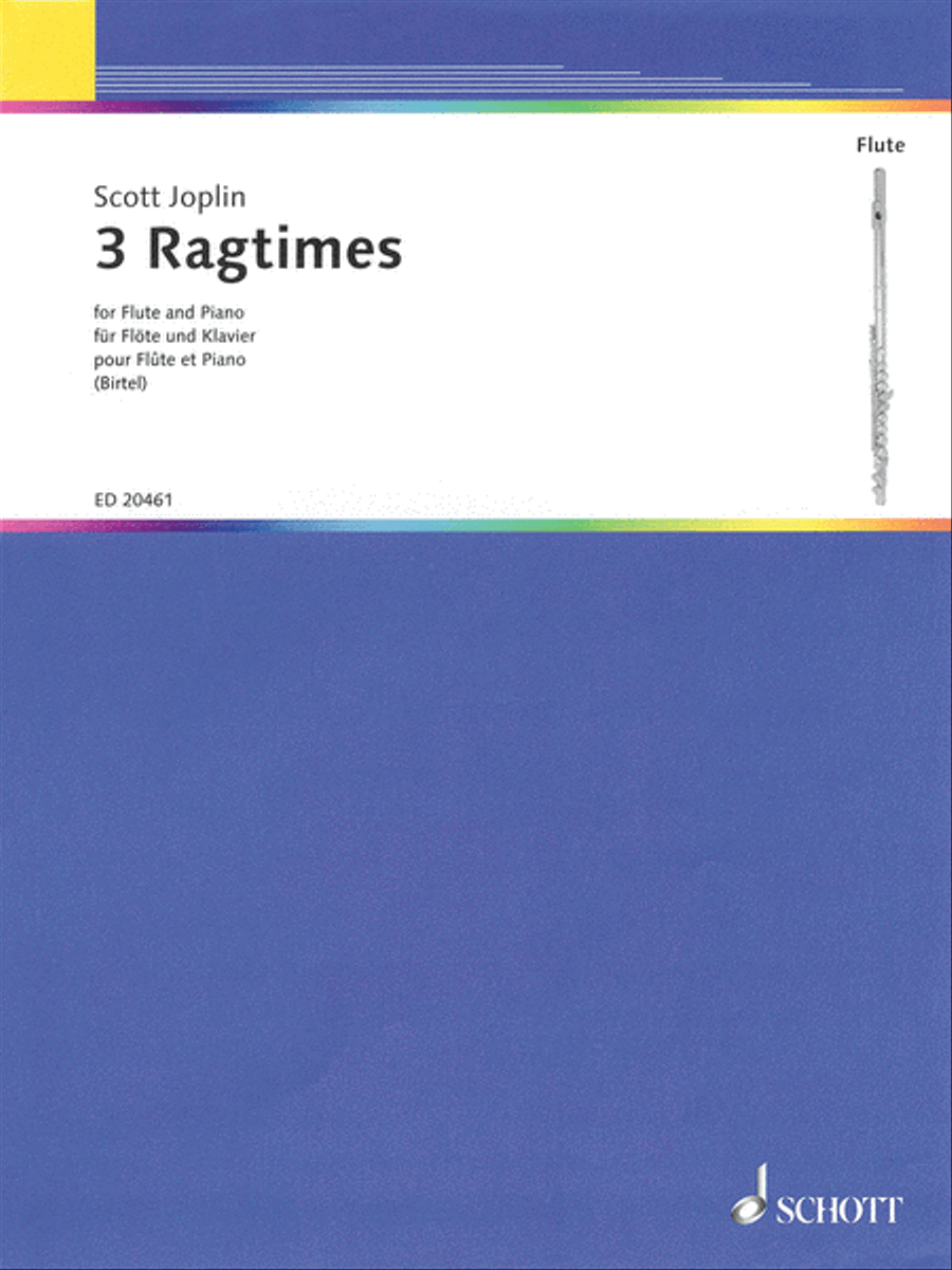 Scott Jopin - 3 Ragtimes Flute Solo scores gallery preview page 1