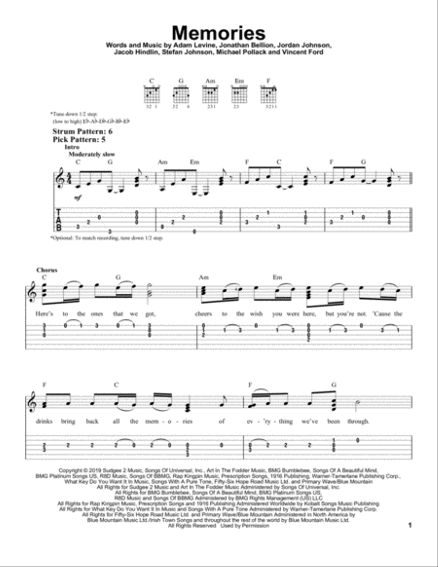 Memories Memories Acoustic Guitar scores gallery preview page 1