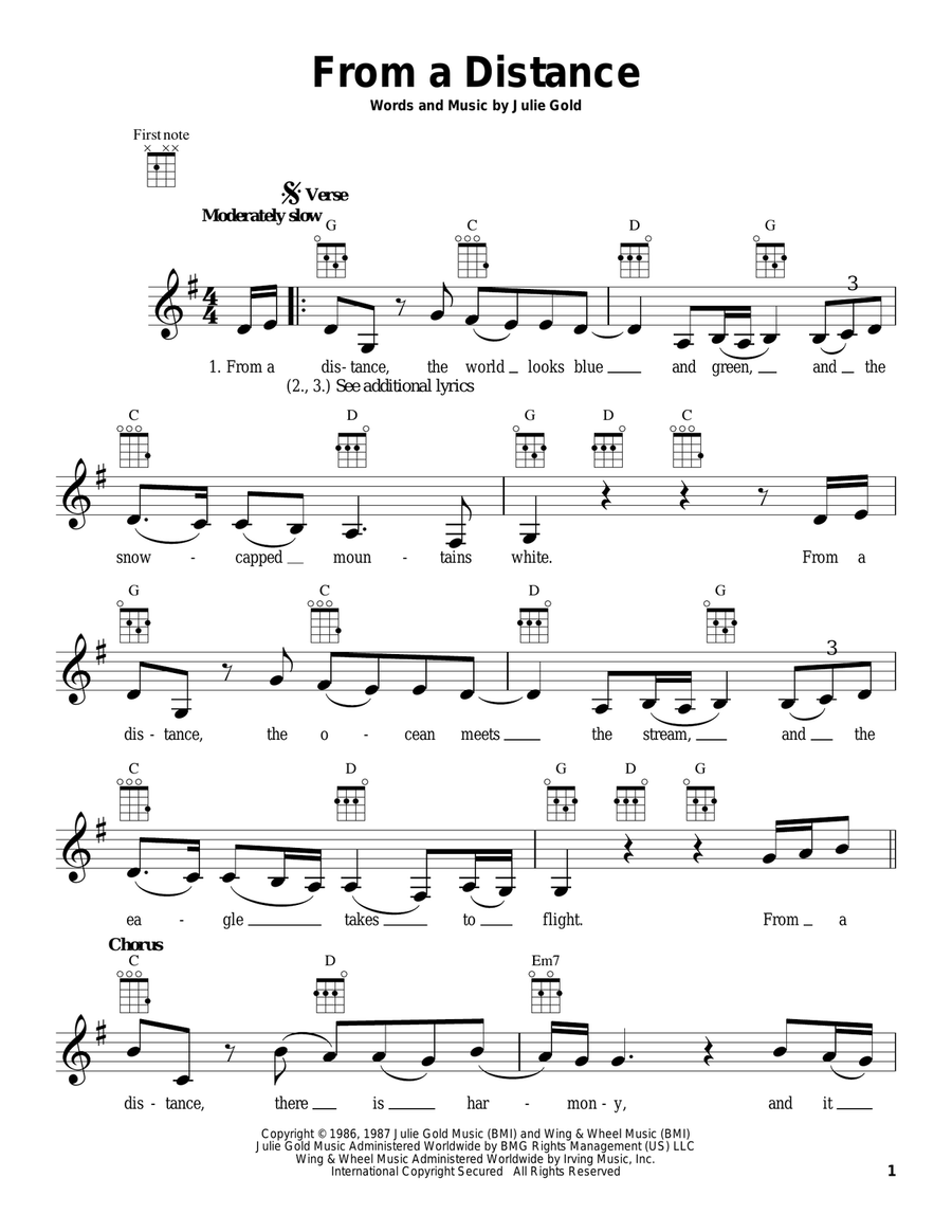 From A Distance Ukulele scores gallery preview page 1