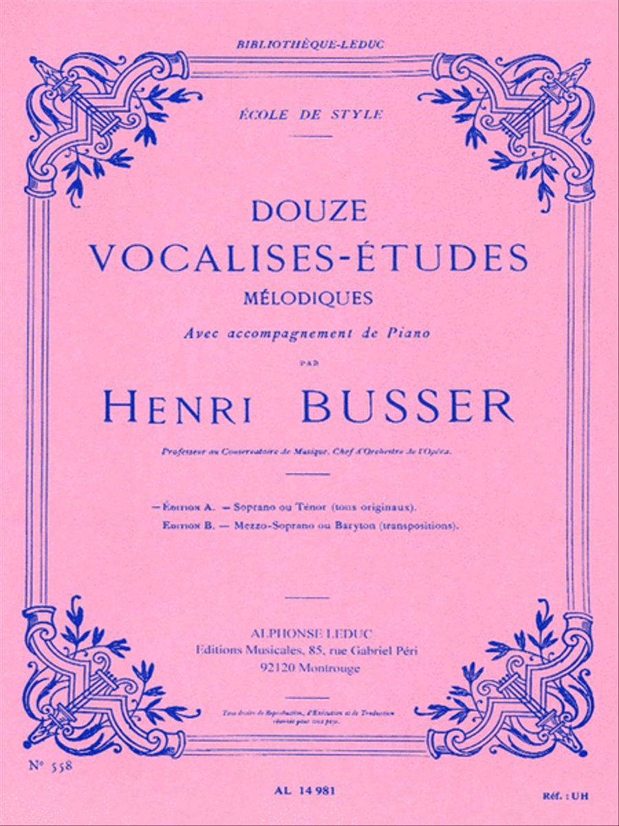 Douze Vocalises-Etudes – Edition A Voice scores gallery preview page 1