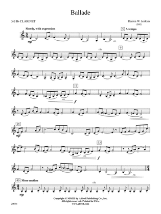 Ballade: 3rd B-flat Clarinet
