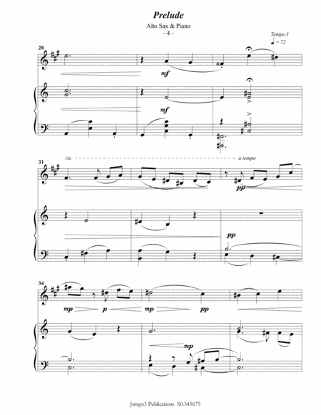 Scriabin: Prelude Op. 11 No. 2 for Alto Sax & Piano image number null