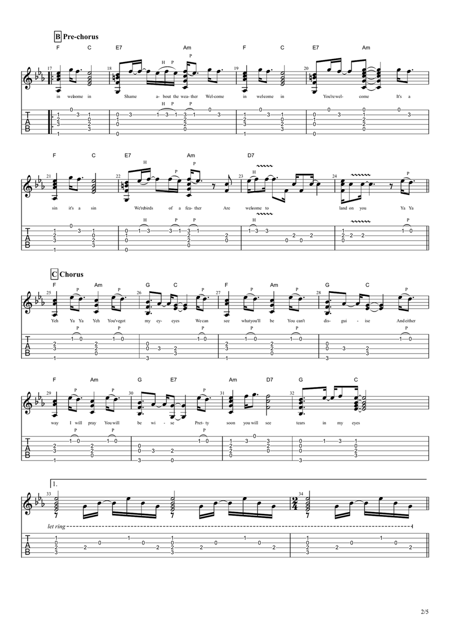 My Eyes Guitar Tablature scores gallery preview page 2