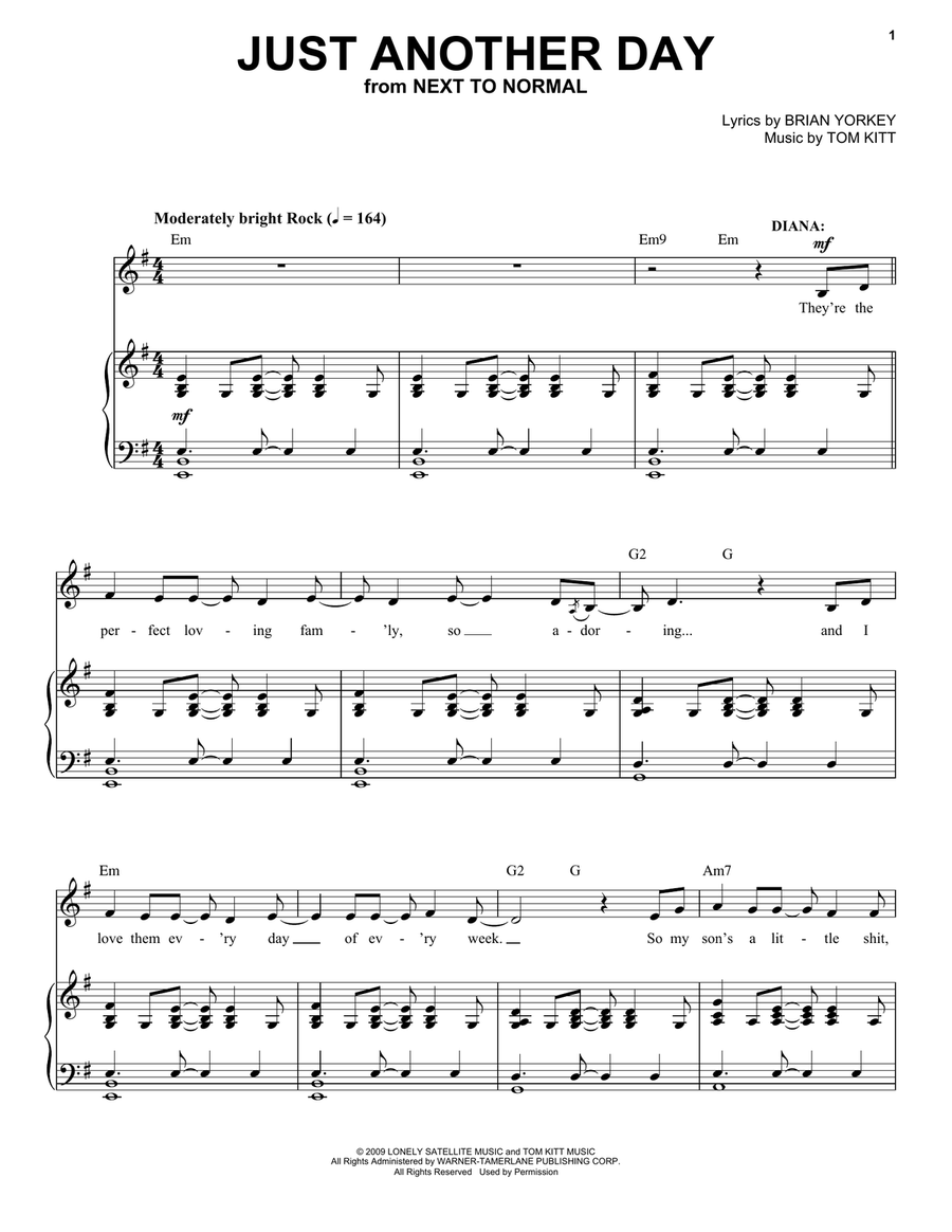 Just Another Day (from Next to Normal) Voice scores gallery preview page 1
