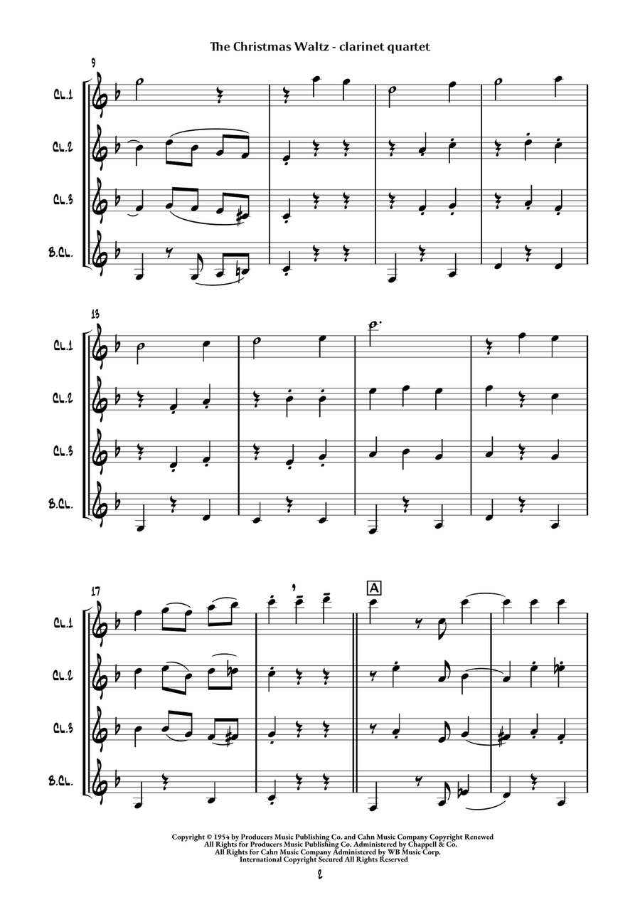 The Christmas Waltz Clarinet Quartet scores gallery preview page 5