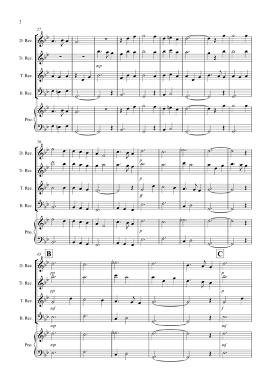 Scarborough Fair for Recorder Quartet Recorder scores gallery preview page 2