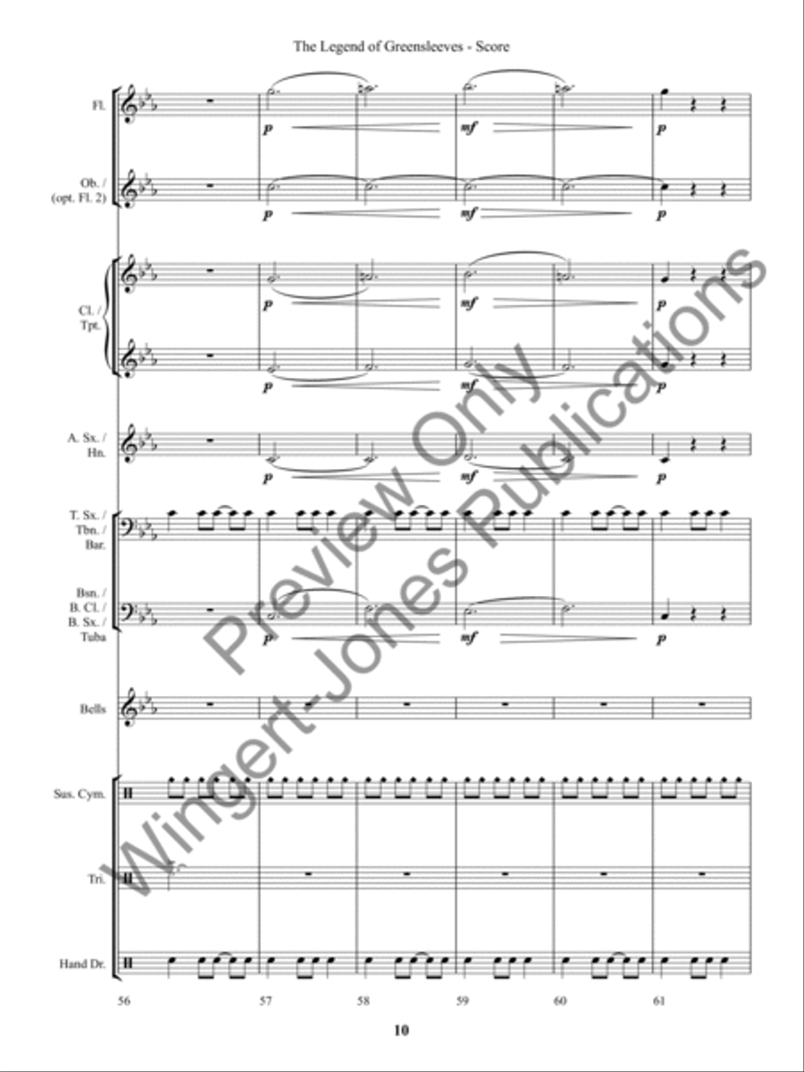 The Legend of Greensleeves (Score) Concert Band scores gallery preview page 13