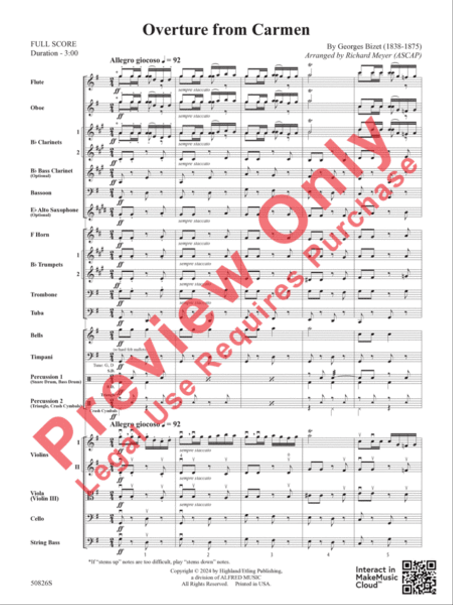 Overture from Carmen Full Orchestra scores gallery preview page 4