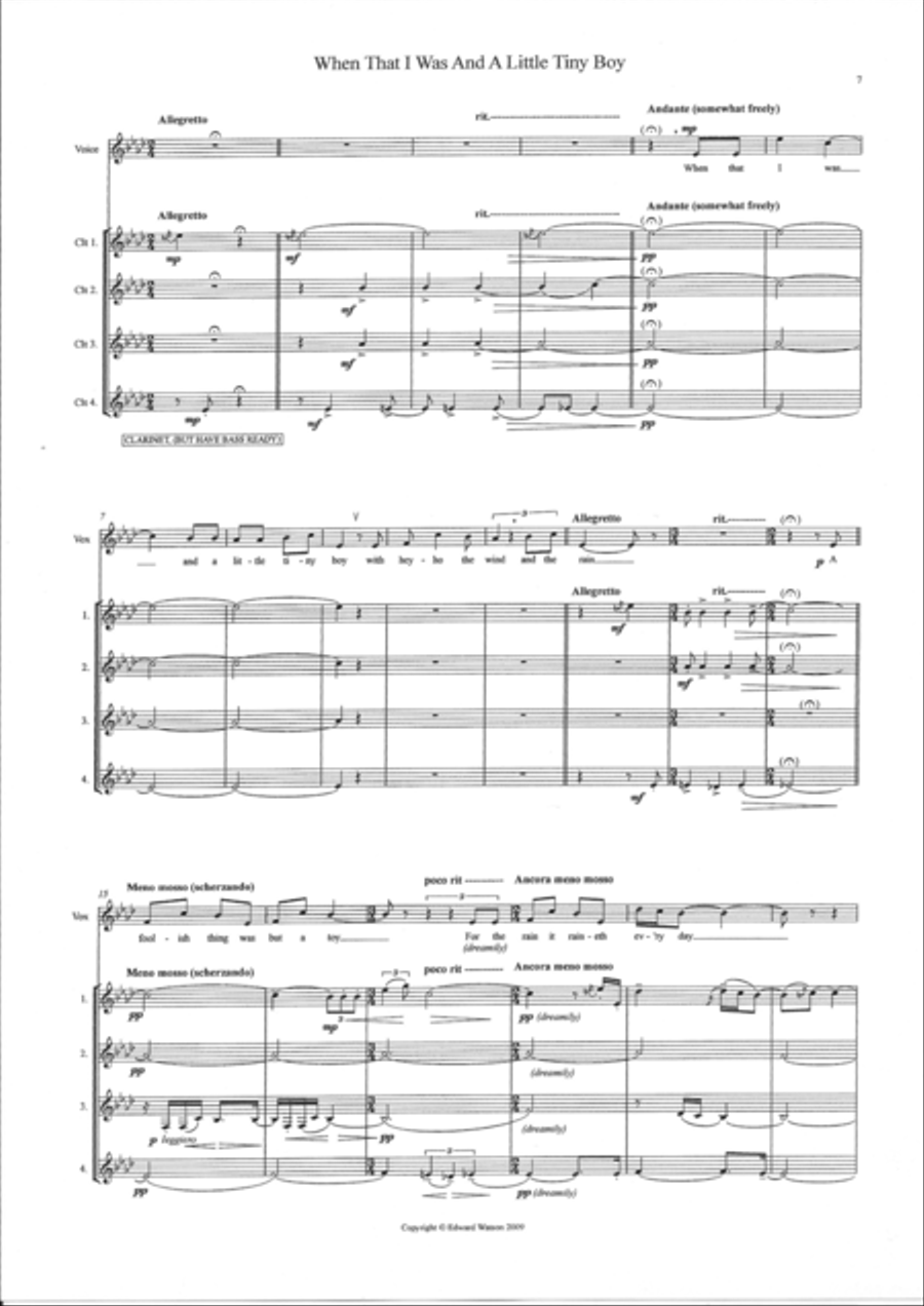 Songs from 12th Night Clarinet Quartet scores gallery preview page 4