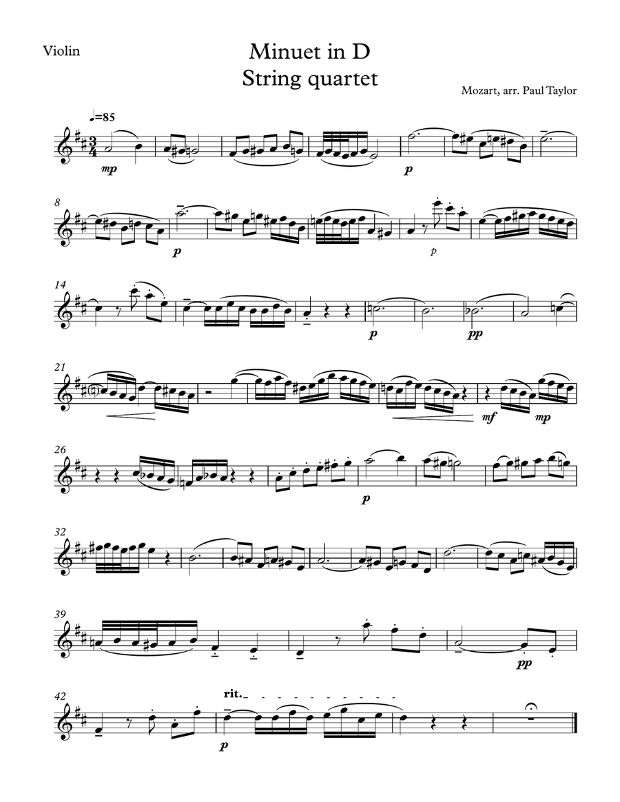 Minuet in D for String quartet (k.355-576b) String Quartet scores gallery preview page 3