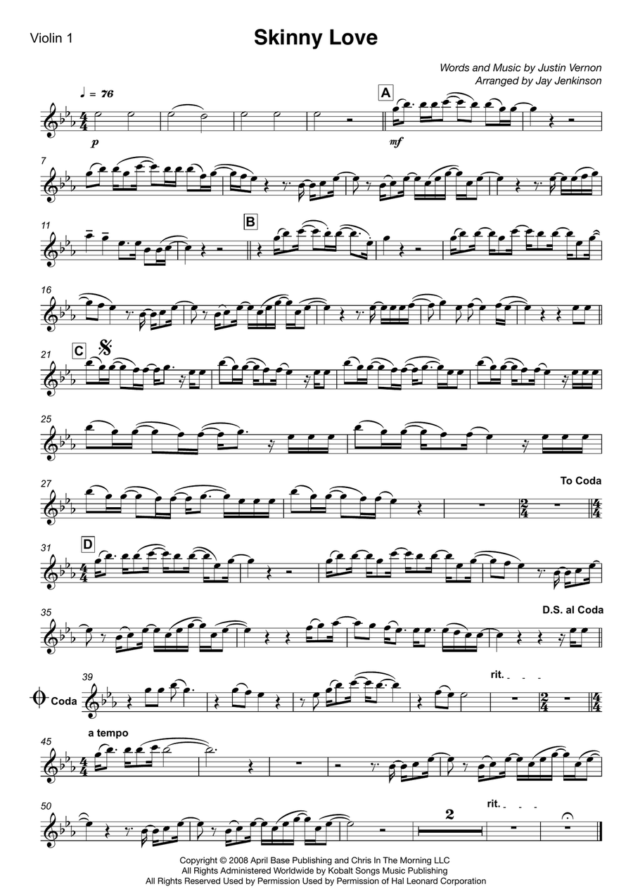 Skinny Love String Quartet scores gallery preview page 2