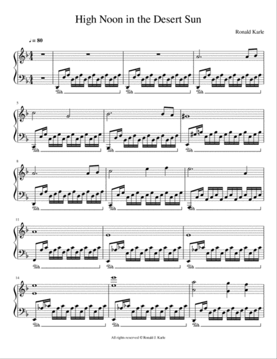 High Noon in the Desert Sun Piano Solo scores gallery preview page 2