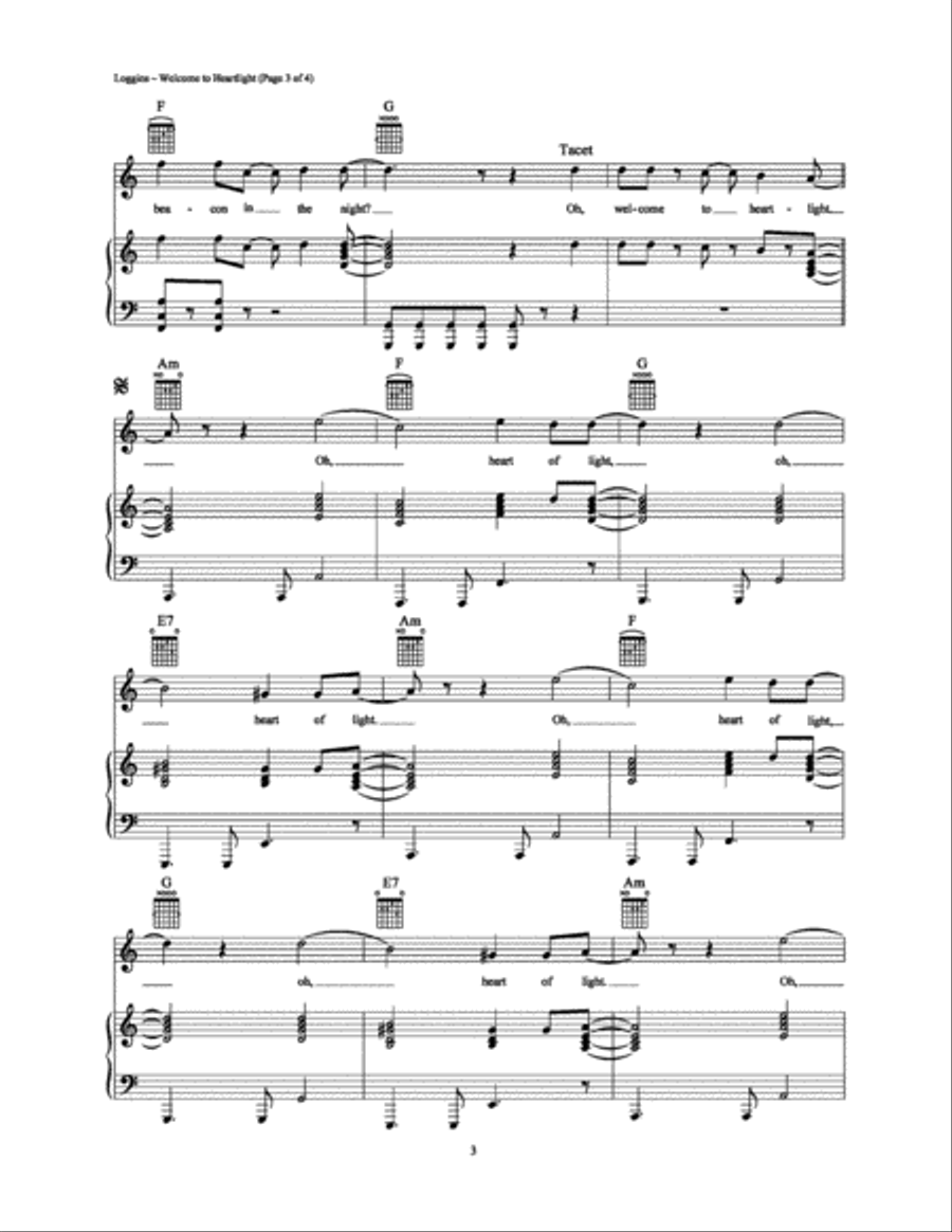 Welcome to Heartlight Piano, Vocal, Guitar scores gallery preview page 3