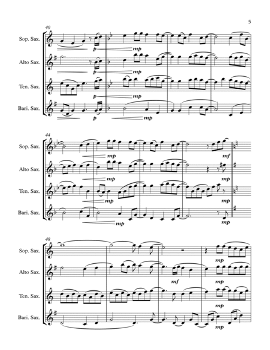 Tears In Heaven Saxophone Quartet scores gallery preview page 6