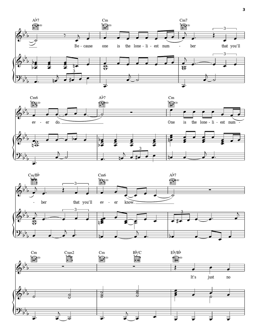 One One Piano, Vocal, Guitar scores gallery preview page 3