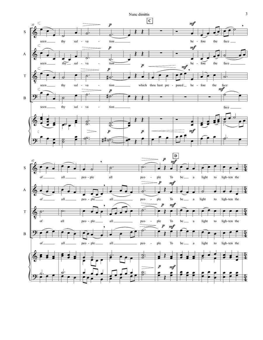 Nunc dimittis - The Song of Simeon 4-Part scores gallery preview page 3