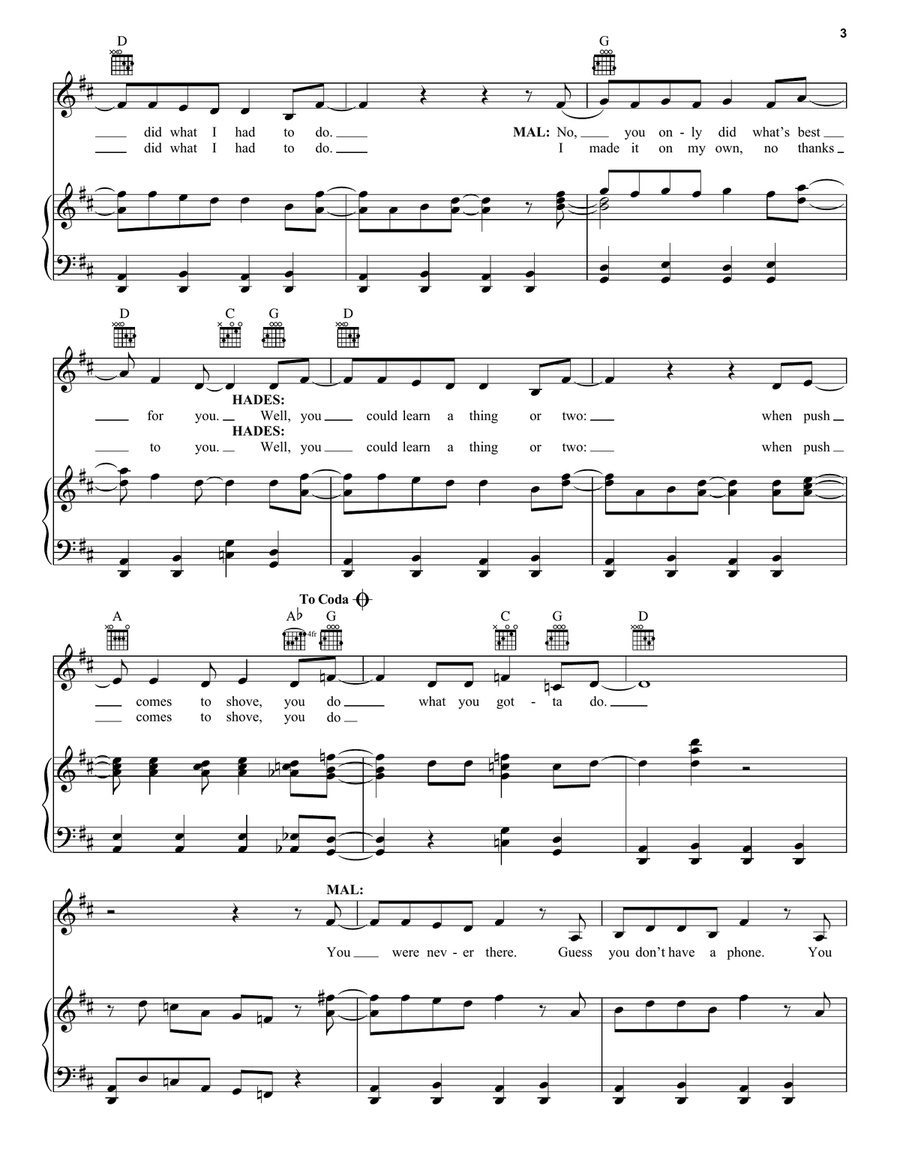 Do What You Gotta Do (from Disney's Descendants 3) Do What You Gotta Do (from Disney's Descendants 3) Piano, Vocal, Guitar scores gallery preview page 3