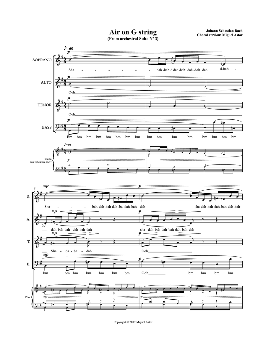 Air on the G String (Choral version) 4-Part scores gallery preview page 2