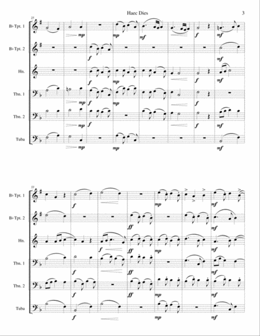 Haec Dies for brass sextet Haec Dies for brass sextet Horn scores gallery preview page 3