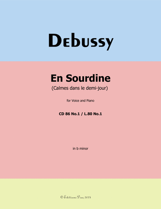 Book cover for En Sourdine, by Debussy, CD 86 No.1, in b minor