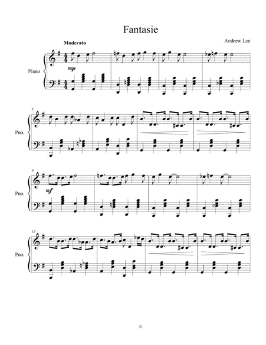 Fantasie (Andrew Lee) Piano Solo scores gallery preview page 1