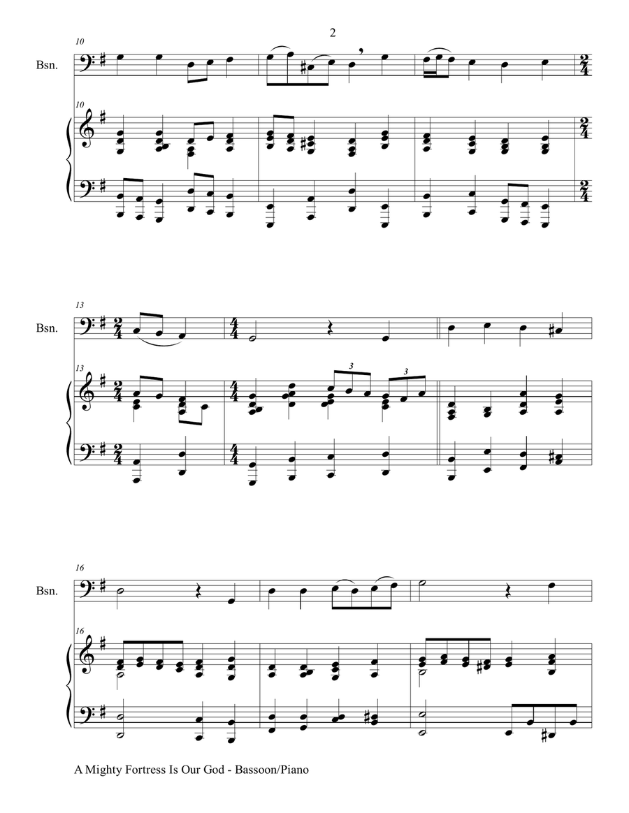 A MIGHTY FORTRESS IS OUR GOD (for Bassoon with Piano - Score and Instrument Part included) Bassoon scores gallery preview page 3
