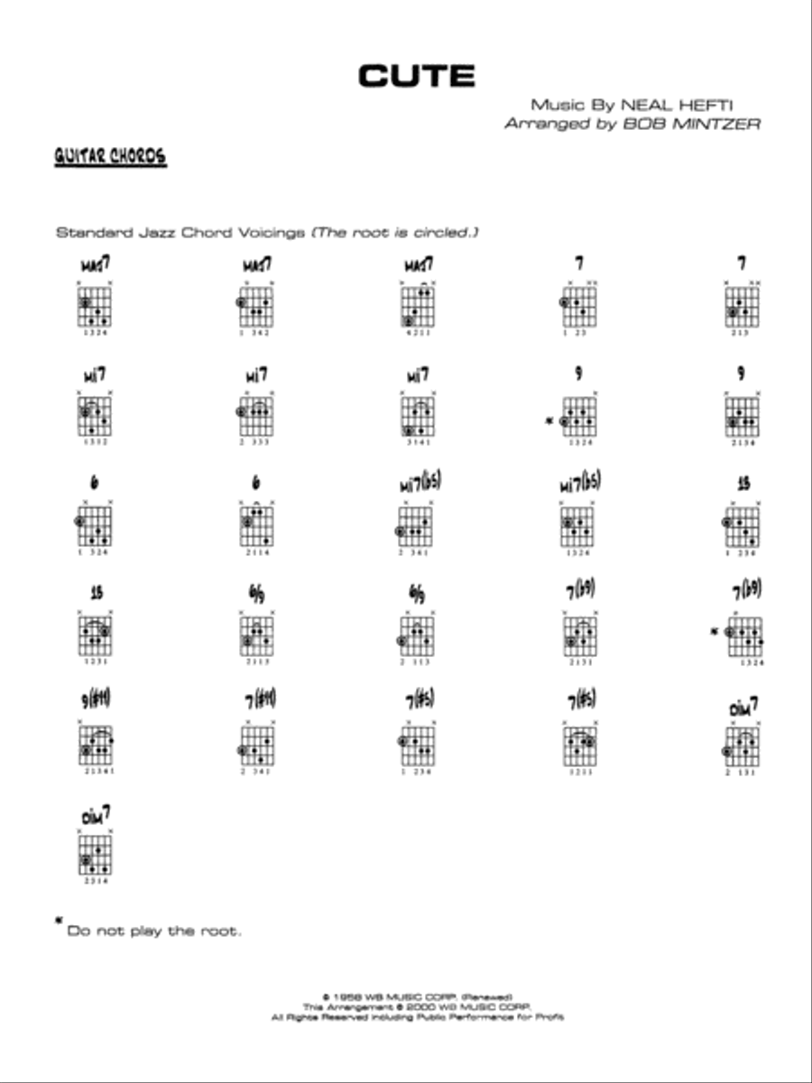Cute: Guitar Chords Jazz Ensemble scores gallery preview page 1