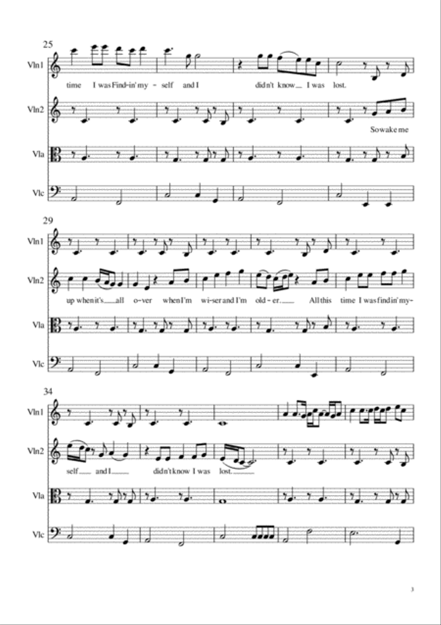 Wake Me Up Wake Me Up String Quartet scores gallery preview page 3